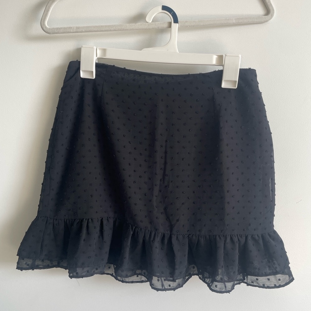 Black Textured Mini Skirt